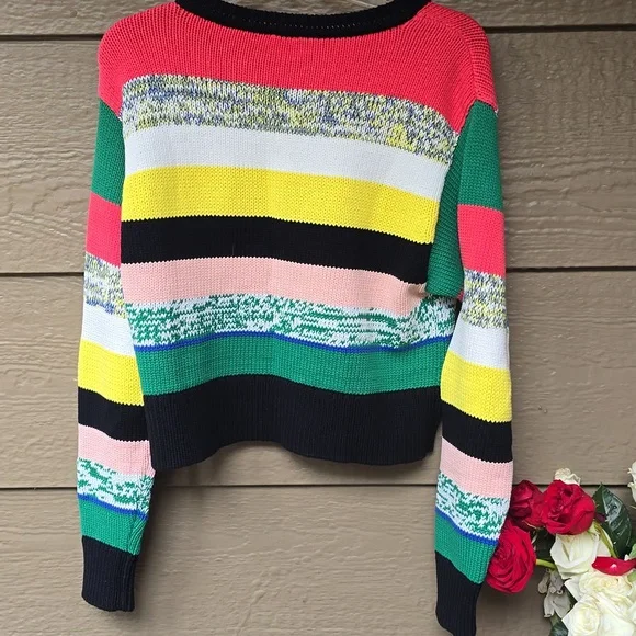 CAbi Pop Crop Pullover Multi-stripe Sweater Medium Nwt New M - Picture 8 of 8